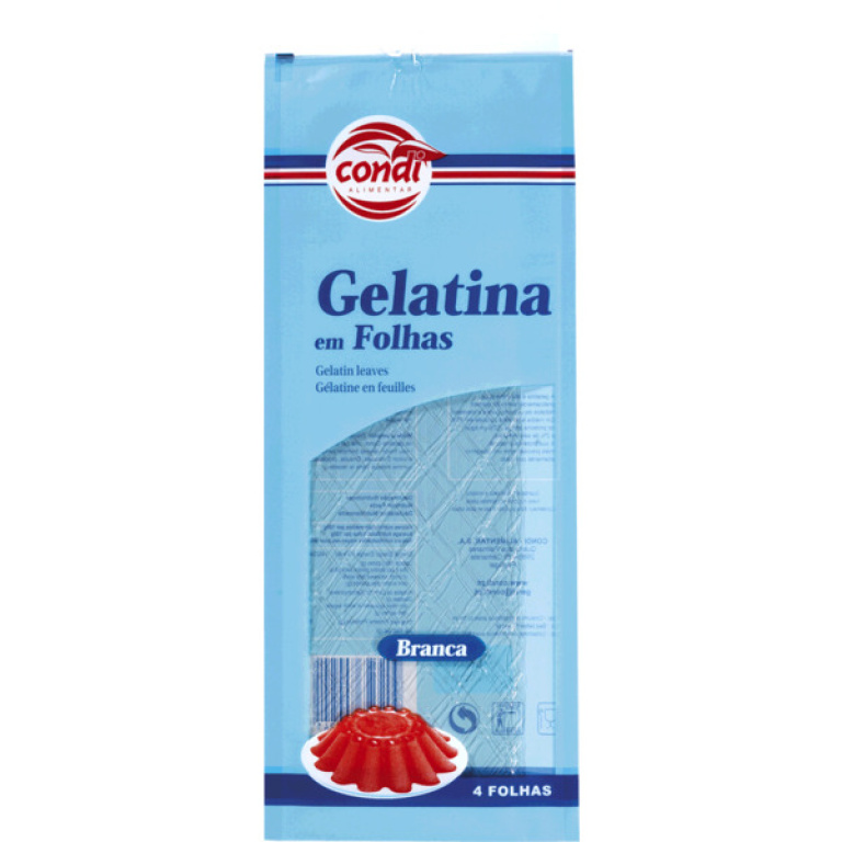 gelatina branca em folhas  condi 4 folhas 8g